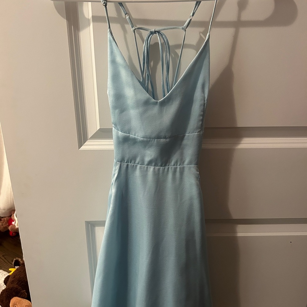 Blue Satin Mini Dress